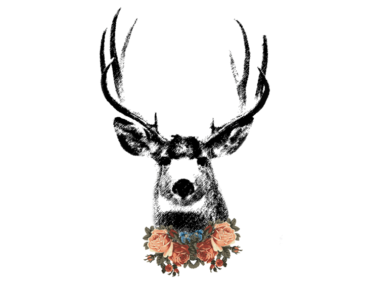 730x562 vote for the deer head floral t shirt on graphic tide and twitter - Deer Head Drawing Tumblr