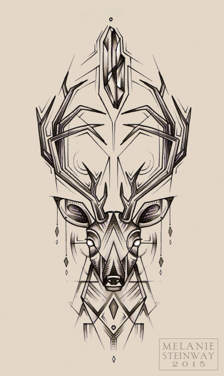 448x750 Well Liked Geometric Stag Head Advancedmassagebysara - Deer Head Drawing Tumblr