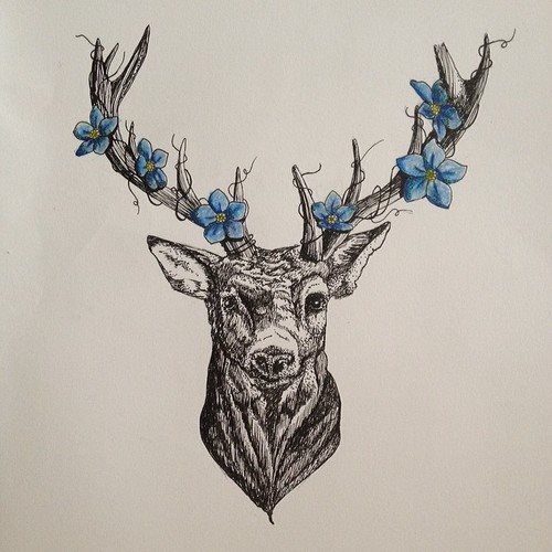 500x500 Best Geometric Deer Tattoos - Deer Head Drawing Tumblr