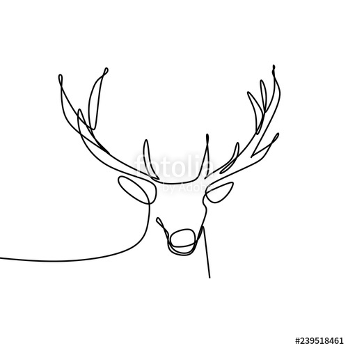 500x500 Deer One Line Drawing Vector Stock Image And Royalty Free Vector - Deer Head Line Drawing