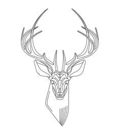 236x265 Deer Tattoo Ideas - Deer Head Line Drawing
