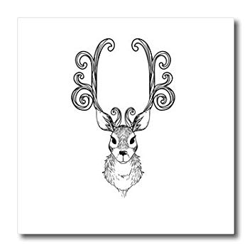 355x355 Rose Drawing Deer Head With Antlers Design Animal - Deer Head Line Drawing