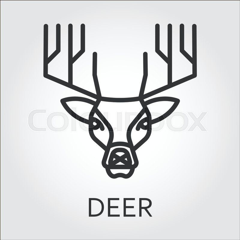 800x800 Black Flat Simple Icon Style Line Art Stock Vector Colourbox - Deer Head Line Drawing