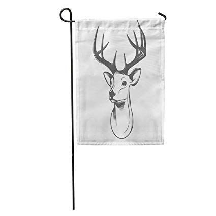 425x425 semtomn garden flag reindeer deer head silhouette - Deer Head Outline Drawing