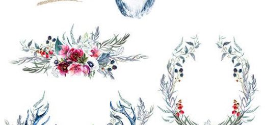 520x245 Deer Art Drawing - Deer Horns Drawing