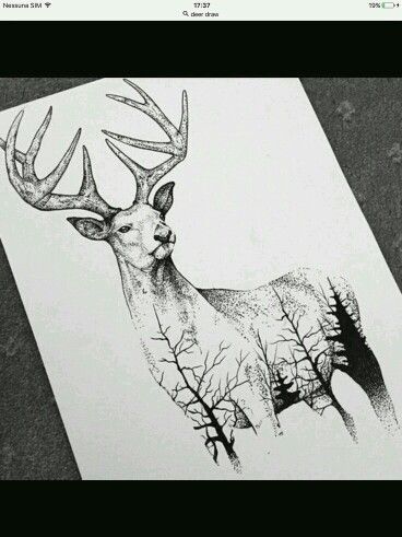 368x491 deer forest tattoo seth tattoo tattoos, forest tattoos, body - Deer In Forest Drawing