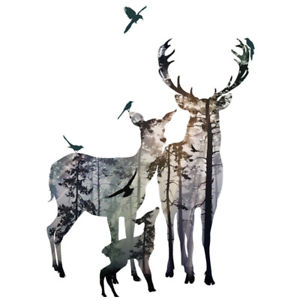 300x300 Wall Stickers Deer Forest Removable Art Vinyl Diy Decals Home Room - Deer In Forest Drawing