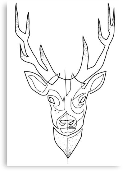 396x550 Deer Drawing In One Line Canvas Print - Deer Line Drawing