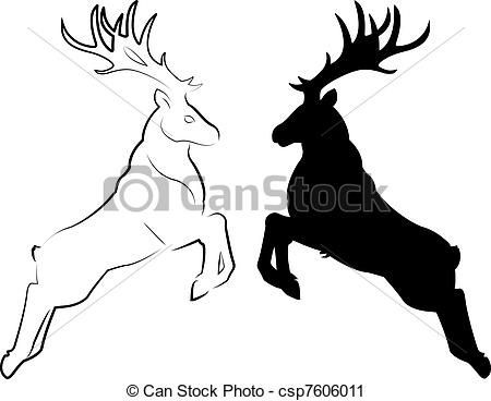 450x368 Deer As Line Drawing And As Shape - Deer Line Drawing