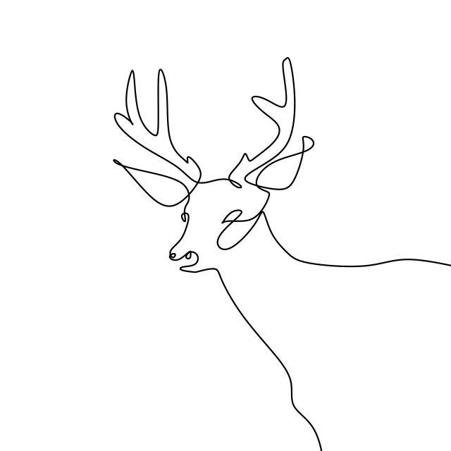640x640 One Line Drawing Of Deer Vector Illustration, Icon, Nature - Deer Line Drawing