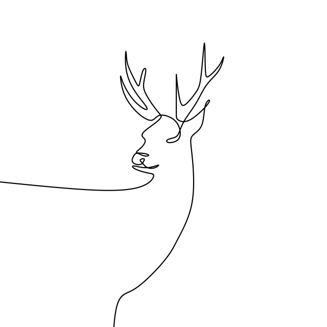 640x640 Deer Continuous One Line Drawing Vector Illustration, Isolated - Deer Line Drawing