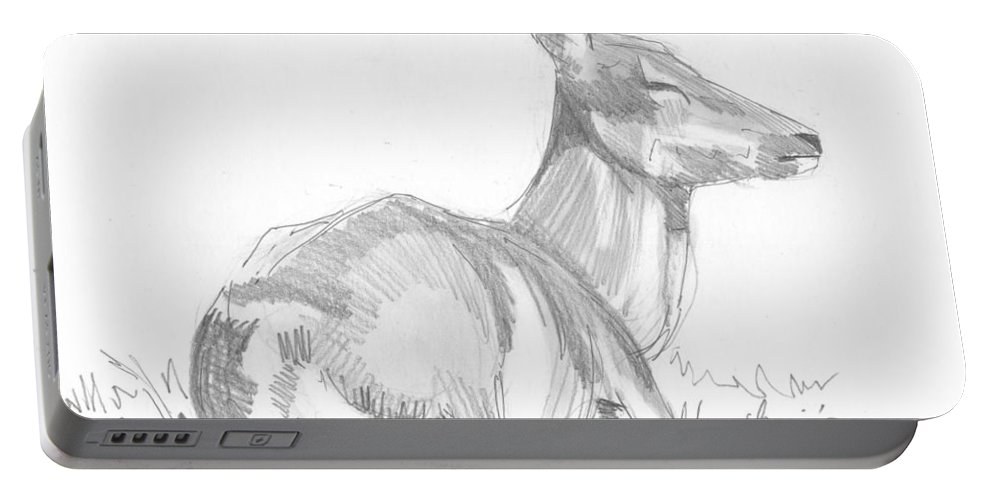 993x500 Deer Lying Down Drawing Portable Battery Charger For Sale - Deer Lying Down Drawing