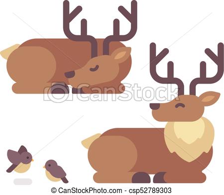 450x392 Deer Lying Down Flat Illustration Santa Claus Reindeer Sleeping - Deer Lying Down Drawing