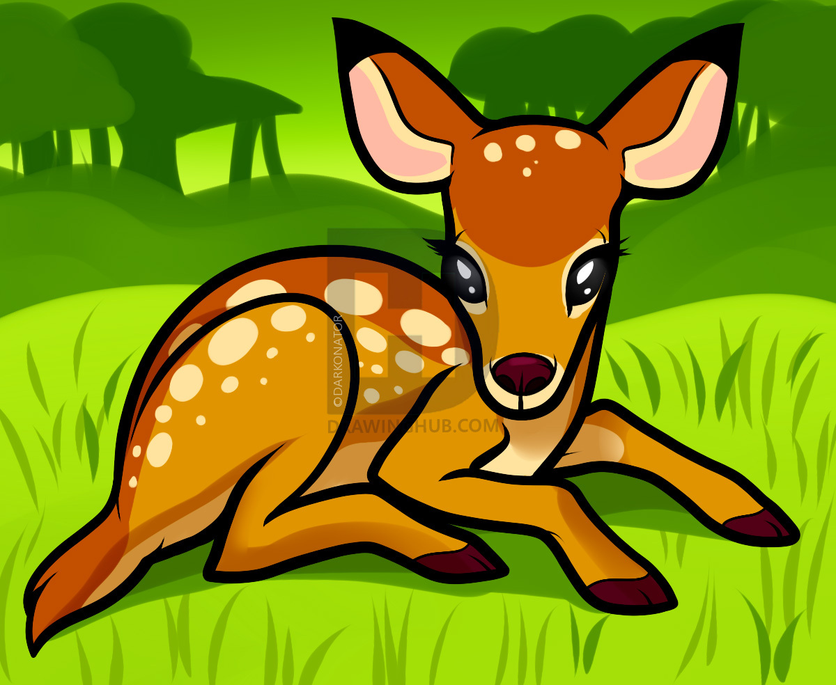 1200x984 How To Draw A Baby Deer, Baby Deer, Step - Deer Lying Down Drawing