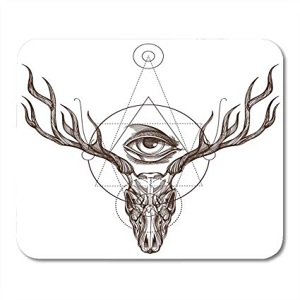 425x425 boszina mouse pads stag white masonic sketch of deer - Deer Skull Drawing Easy