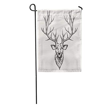 425x425 semtomn garden flag animal head of deer antlers black - Deer With Antlers Drawing