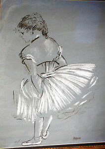 212x300 edgar degas ballerina study fine chalk drawing w pastel, print - Degas Ballerina Drawing