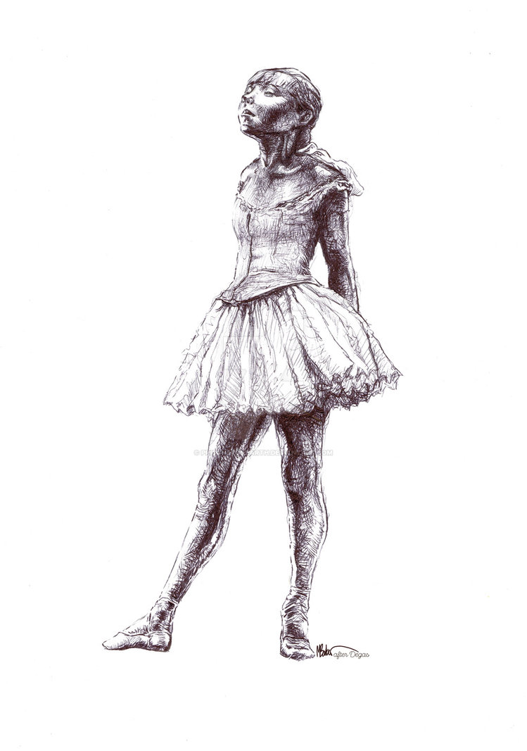 749x1067 little dancer pen drawing of degas' sculpture - Degas Ballerina Drawing