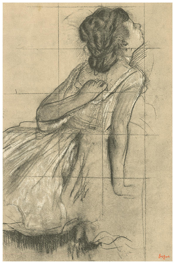 597x900 study of a dancer scratching her back drawing - Degas Ballerina Drawing