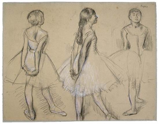 550x427 three studies of a dancer edgar degas the morgan library museum - Degas Ballerina Drawing