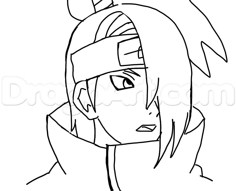 1000x808 How To Draw Deidara From Naruto, Step - Deidara Drawing
