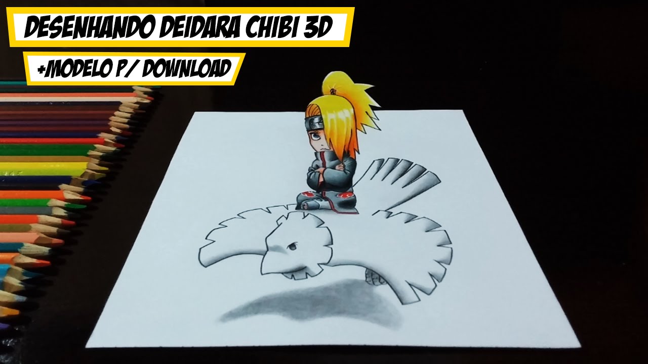 1280x720 Speed Drawing Deidara Chibi + Modelo - Deidara Drawing