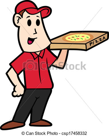379x470 cartoon delivery pizza - Delivery Drawing