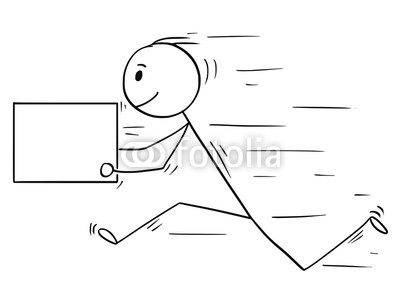 400x306 Cartoon Stick Man Drawing Conceptual Illustration Of Businessman - Delivery Drawing