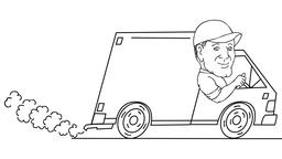 256x144 delivery man driving van drawing animation stock animation - Delivery Drawing