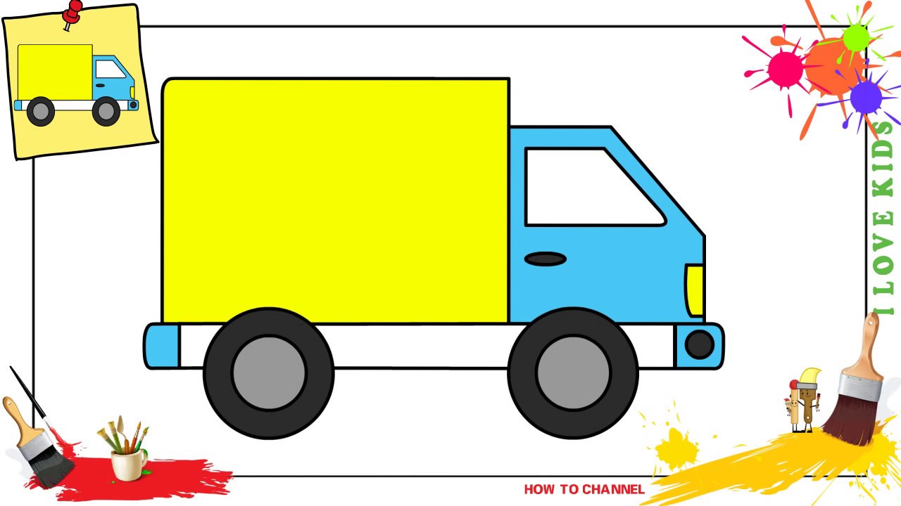 1280x720 how to draw a delivery truck easy slowly step - Delivery Drawing
