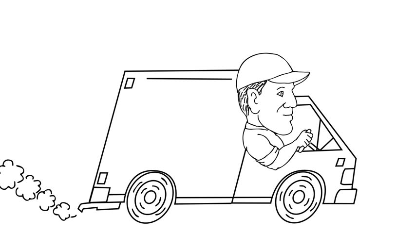 852x480 Animation Motion Graphics Showing A Drawing Of A Truck - Delivery Drawing
