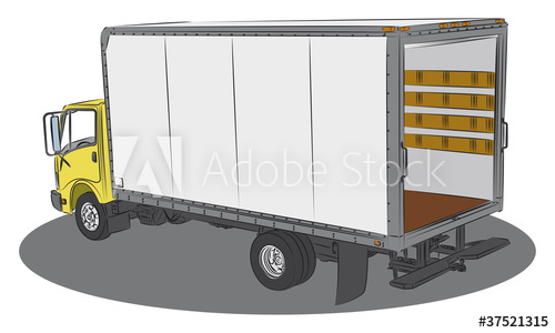 500x300 Colored Open Delivery Truck Drawing - Delivery Truck Drawing