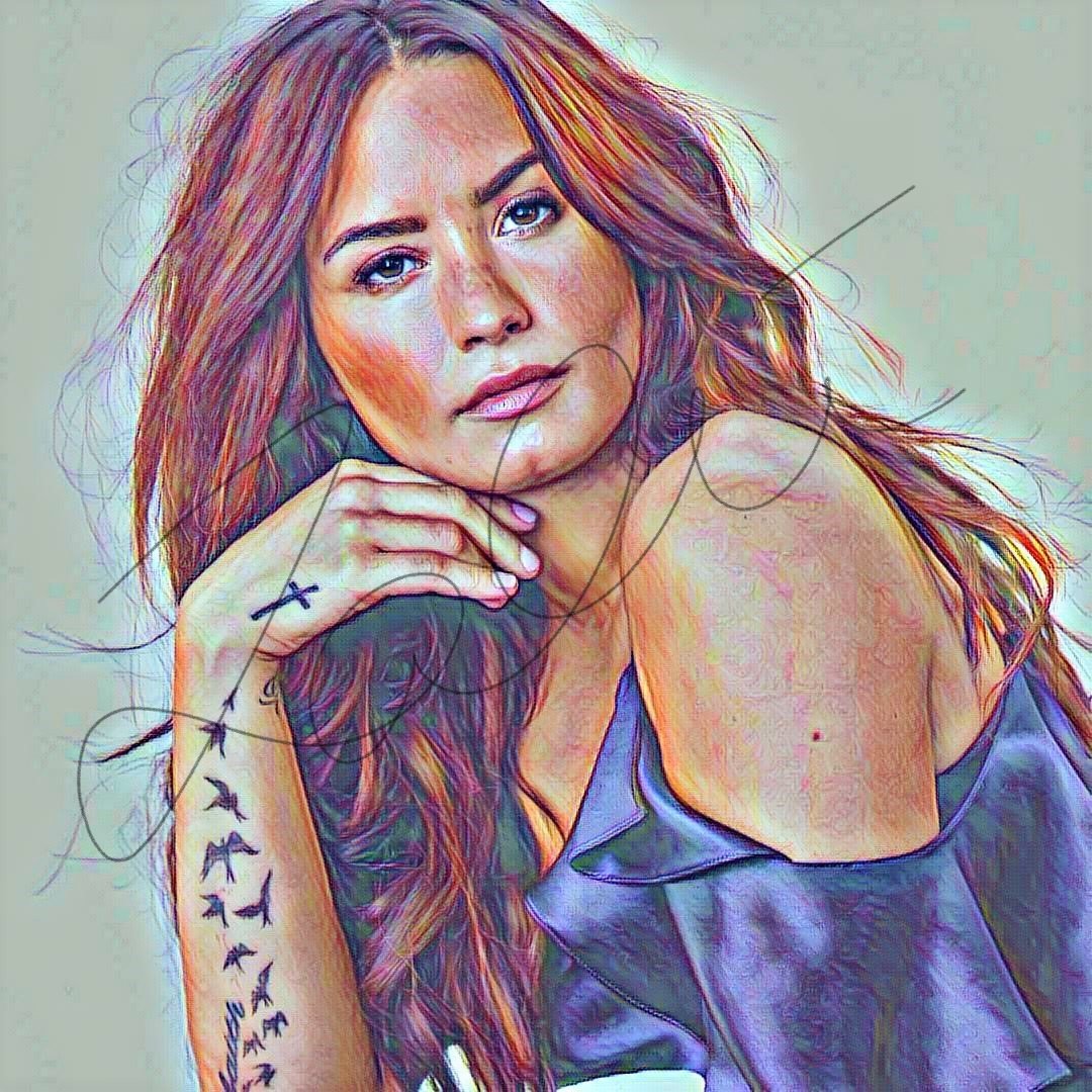 1080x1080 Demi Lovato Drawing Print - Demi Lovato Drawing