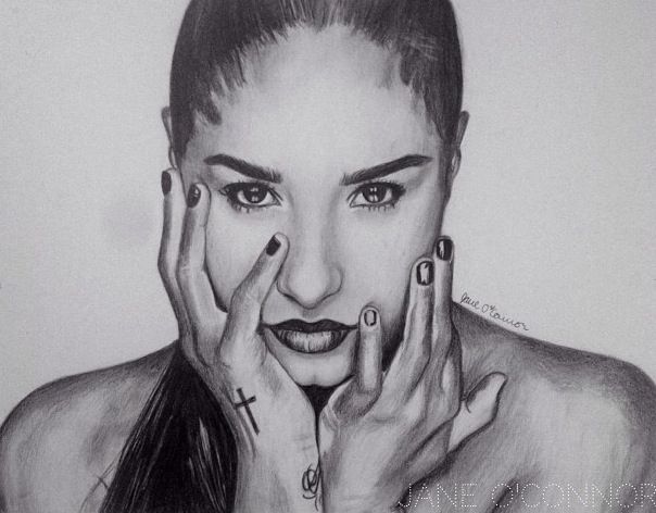 604x472 Demi Lovato Drawing Artwork Drawings, Celebrity Drawings, Art - Demi Lovato Drawing