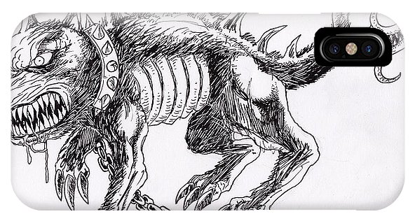 592x316 Demon Dog Illustration Art Iphone X Case For Sale - Demon Dog Drawing