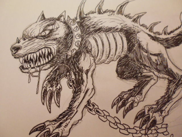 640x480 How To Draw A Demon Dog - Demon Dog Drawing