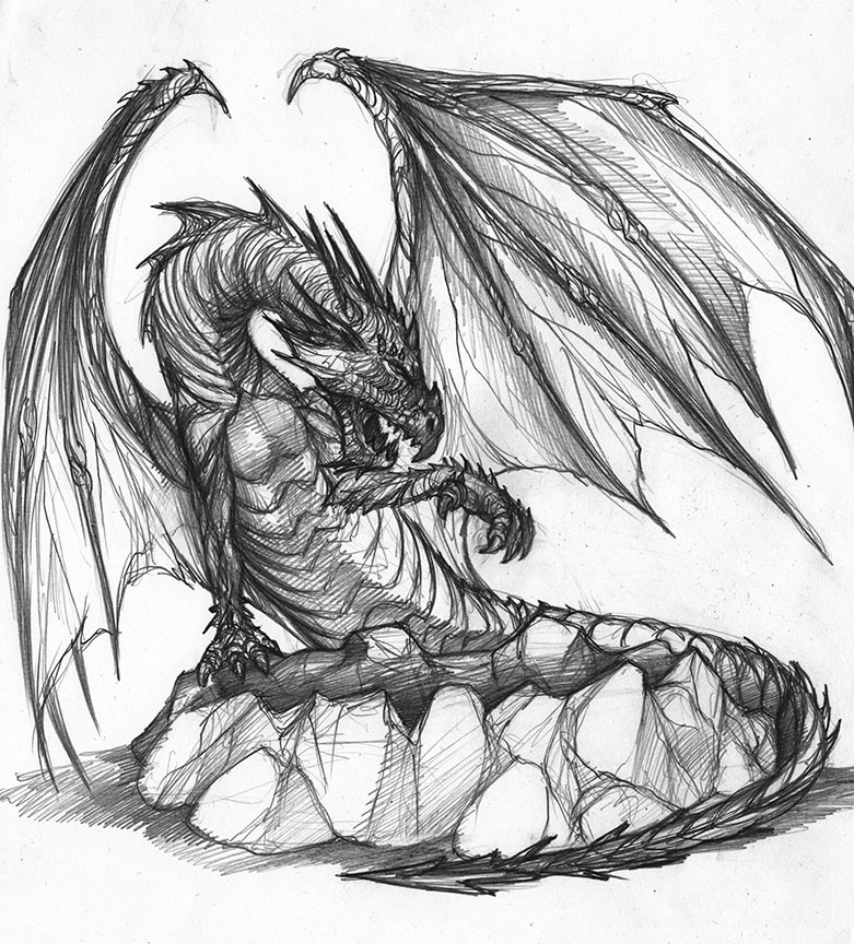 781x864 Drawings Store - Demon Dragon Drawing