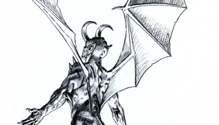 736x420 Winged Demon Drawing Clyde Caldwell Online - Demon Drawings