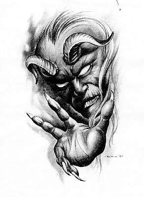 292x400 Download Free Demon Faces In Smoke Tattoo - Demon Face Drawing