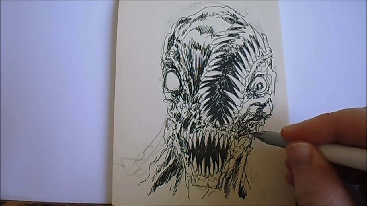 1280x720 Drawing Split Demon Face Concept Plus Afternoon Park Break - Demon Face Drawing