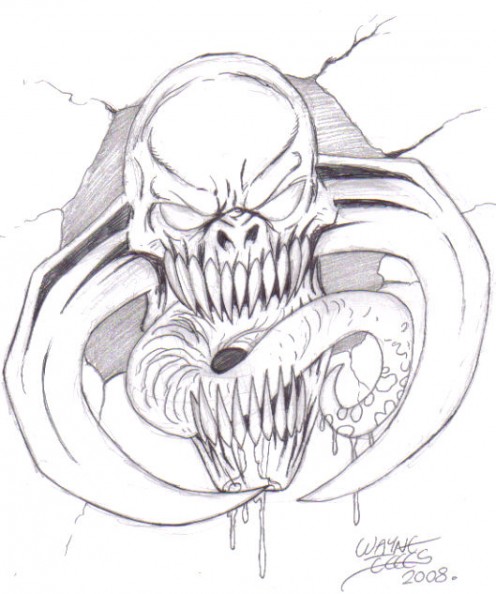 496x594 Fantasy Art Drawing How To Draw A Demon Face Hubpages - Demon Face Drawing