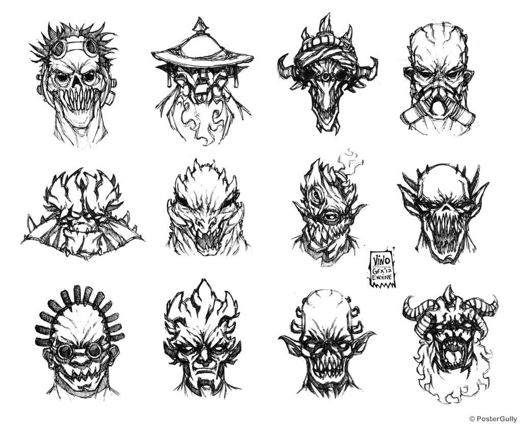 1023x835 Home Furniture, Furnishings, Decor Kitchenware Demon Faces - Demon Face Drawing
