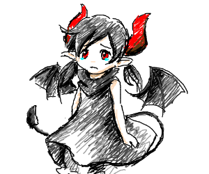 300x250 Sad Demon Girl Drawing - Demon Girl Drawing