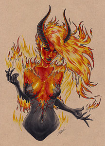 216x300 Brimestone Drawing - Demon Girl Drawing