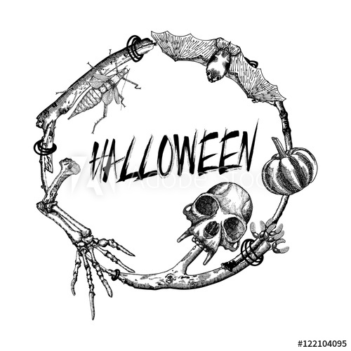 500x500 halloween sign and poster halloween decoration in twig frame - Demon Hand Drawing
