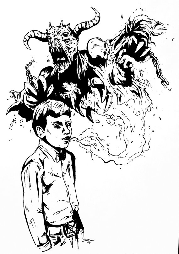 570x810 Demon Yodel Hand Drawn Illustration Etsy - Demon Hand Drawing