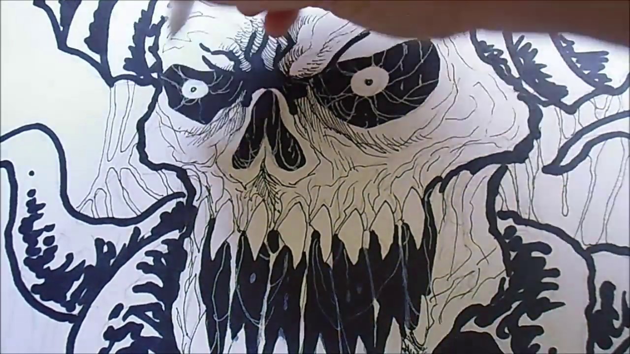 1280x720 demon head drawing development sketching and inking - Demon Head Drawing