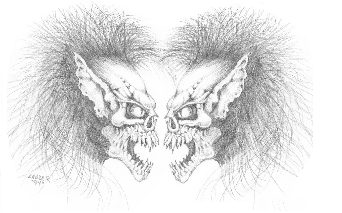 1376x856 Demon Heads - Demon Head Drawing