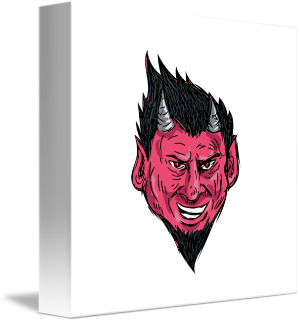 606x650 demon horns goatee head drawing - Demon Head Drawing