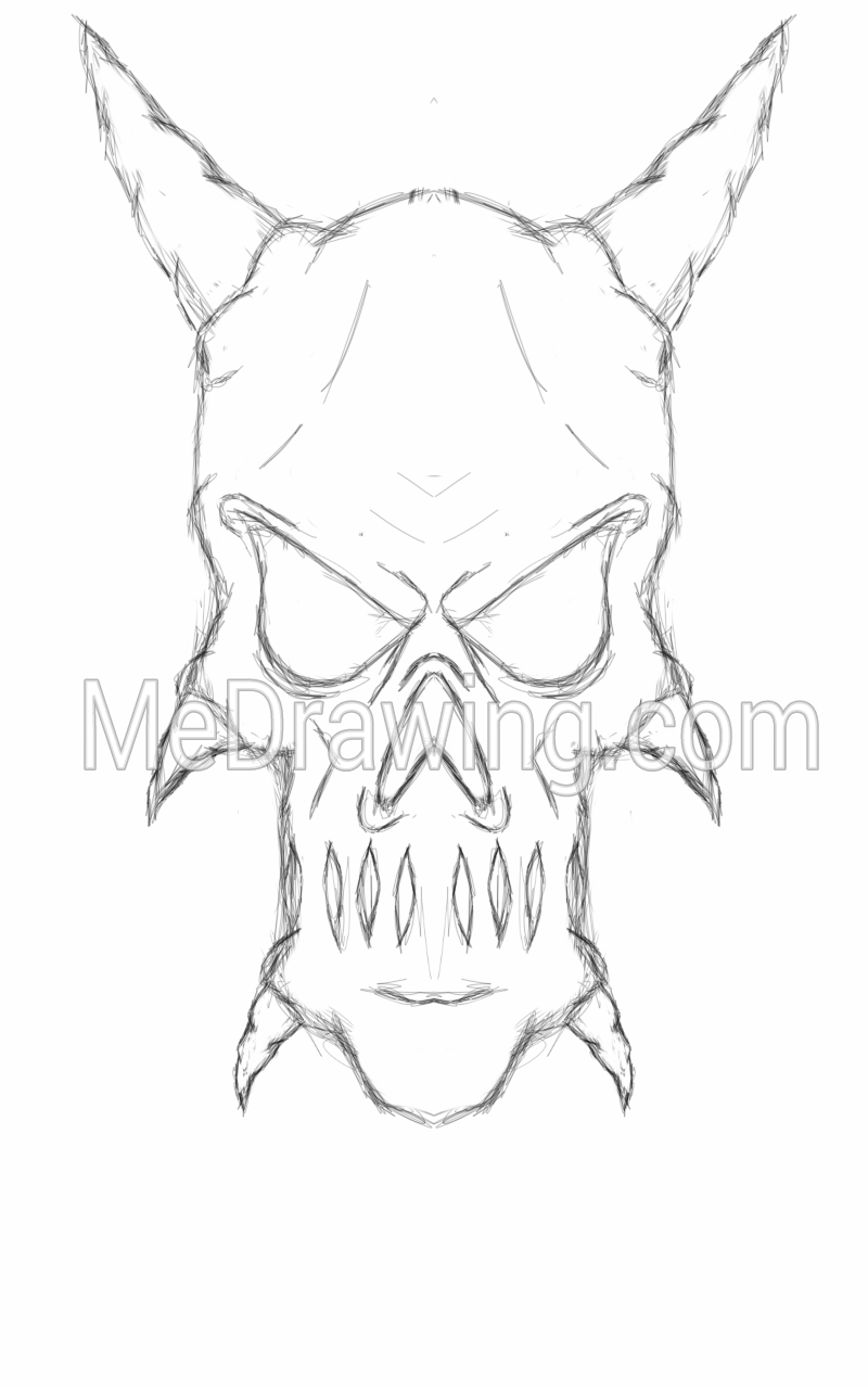 800x1280 Demon Skull Head Sketch - Demon Head Drawing